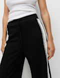 Jersey Side Stripe Wide Leg Trousers