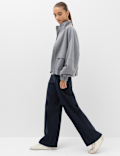 Cotton Rich Pintuck Wide Leg Trousers