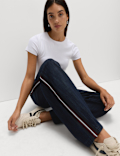 Cotton Rich Denim Side Stripe Wide Leg Trousers