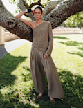 Pleated Palazzo Trousers