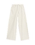 Pure Cotton Striped Wide Leg Trousers