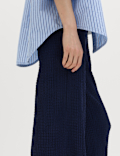 Textured Pull On Wide Leg Trousers