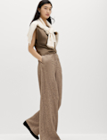 Textured Pull On Wide Leg Trousers