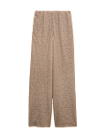 Textured Pull On Wide Leg Trousers