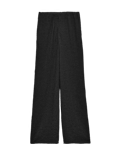 Textured Pull On Wide Leg Trousers
