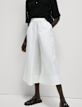Pure Cotton Palazzo Cropped Trousers