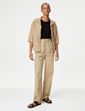 Pure Cotton Straight Leg Ankle Grazer Trousers