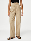 Pure Cotton Straight Leg Ankle Grazer Trousers