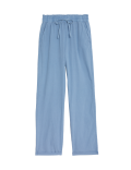 Pure Cotton Straight Leg Ankle Grazer Trousers