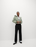 Denim Jersey Straight Leg Trousers