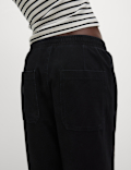 Denim Jersey Straight Leg Trousers