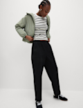Denim Jersey Straight Leg Trousers