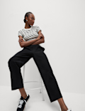 Denim Jersey Straight Leg Trousers