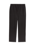 Denim Jersey Straight Leg Trousers