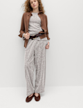 Jersey Textured Carrot Leg Ankle Grazer Trousers