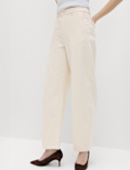 Pure Cotton Crease Front Barrel Leg Trousers