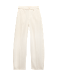 Pure Cotton Crease Front Barrel Leg Trousers