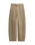 Pure Cotton Crease Front Barrel Leg Trousers