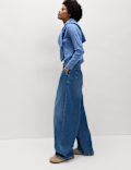 High Waisted Paperbag Pleated Relaxed Jeans