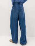 High Waisted Paperbag Pleated Relaxed Jeans