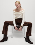 Cord Patch Pocket Tea Dyed Flared Trousers