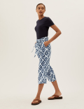 Pure Linen Crop Wide Leg Trousers
