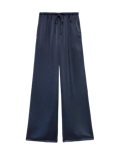 Satin Drawstring Wide Leg Trousers
