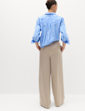 Satin Drawstring Wide Leg Trousers