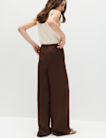 Satin Drawstring Wide Leg Trousers