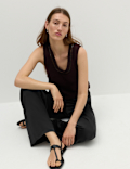 Satin Drawstring Wide Leg Trousers