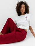 Linen Rich Drawstring Wide Leg Trousers