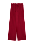 Linen Rich Drawstring Wide Leg Trousers