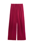 Linen Rich Drawstring Wide Leg Trousers