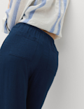 Linen Rich Drawstring Wide Leg Trousers