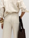 Linen Rich Drawstring Wide Leg Trousers