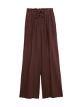 Linen Rich Drawstring Wide Leg Trousers