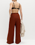 Linen Rich Drawstring Wide Leg Trousers