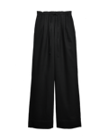Linen Rich Drawstring Wide Leg Trousers