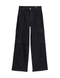 High Waisted Wide Leg Cargo Jeans