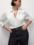 High Waisted Crease Front Flared Jeans