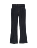 High Waisted Crease Front Flared Jeans