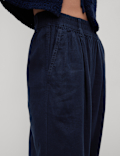 Linen Rich Wide Leg Cropped Trousers