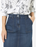 Denim Utility Midi Skirt