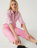 Linen Rich Wide Cropped Leg Trousers