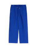 Linen Rich Wide Cropped Leg Trousers