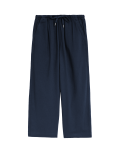 Linen Rich Wide Cropped Leg Trousers