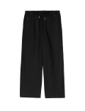 Linen Rich Wide Cropped Leg Trousers