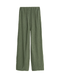 Viscose Rich Crinkle Elasticated Waist Wide Leg Trousers