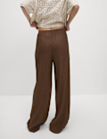 Viscose Rich Crinkle Elasticated Waist Wide Leg Trousers
