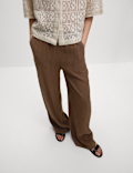 Viscose Rich Crinkle Elasticated Waist Wide Leg Trousers